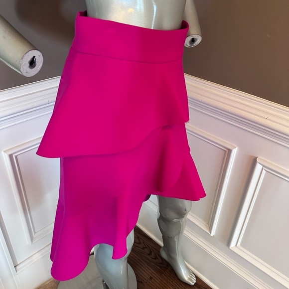 NWT ZARA Hot Pink Layered Ruffle Skirt Sz Small - Picture 4 of 4